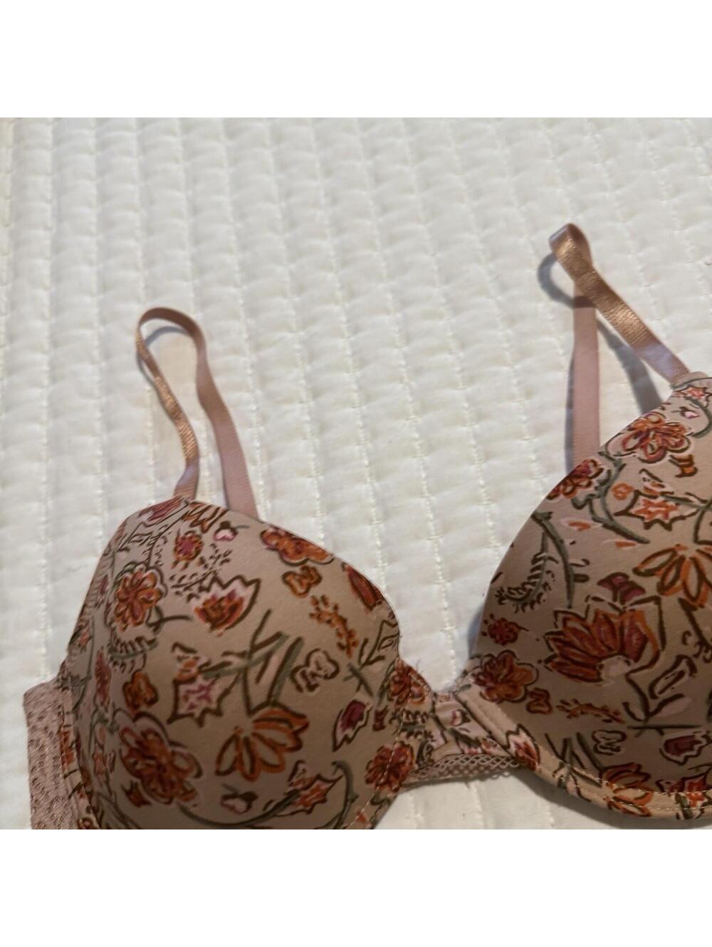 Jessica Simpson 36C Taupe Mauve With Flowers Bra Underwire Lined Floral - Picture 13 of 15